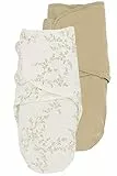 Meyco Baby Pucksack - 2er Pack - 0-3 Monate - Pucktuch Swaddle für Neugeborene - 100 % Baumwolle - Oeko Tex zertifiziert - weicher Schlafkomfort - feuchtigkeitsabsorbierend - Branches - Sand