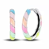 QIKAOLA S925 Silber Ohrringe für Frauen Huggie Hoop Ohrringe creolen bunt kubischer Zirkon