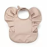Elodie Details Baby Lätzchen mit Auffangschale - Abwaschbar - Skandinavisches Design - Wasserdicht - Powder Pink, Rosa