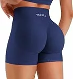 YEOREO Invisible Scrunch Butt Sport Shorts Damen 4.5' Nahtlose High Waist Booty Gym Yoga Shorts Damen Push Up Kurze Leggings Butt Lifting Kurze Sporthose Workout Radlerhose Dunkelblau M