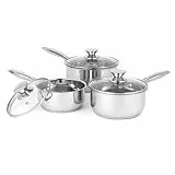 Russell Hobbs Topfsets Pfannenset 3-teilig - Antihaft-Edelstahl Kochgeschirr-Set, Topf 16/18/20cm, Inklusive Deckel Glas mit Dampföffnungen, Spülmaschinenfest, Stapelbar Topfset Für alle Herdarten