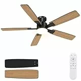 Airwit 132cm Große Luftmenge Deckenventilator mit Beleuchtung, Leise Deckenventilator mit Licht und Fernbedienung, 6 Geschwindigkeiten, Dimmbar LED Lampe mit Ventilator für Schlafzimmer Wohnzimmer