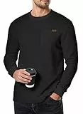 Elegancity Herren Sweatshirts Langarm Pullover Einfarbig Langarmshirt Casual Classic Shirts Waffle Hoodie Sweatpullover Winter Herbst Frühling Schwarz 2XL