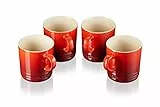 Le Creuset 4er-Set Becher aus Steinzeug, je 350 ml, Kirschrot, 79113350600000
