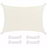 SONGMICS Sonnensegel 2 x 3 m, Sonnenschutz aus HDPE-Gewebe, luftdurchlässig, wasserdurchlässig, für Terrasse, Garten, Balkon, Camping, rechteckig, konkav, 2 m Seile, beige GSS23IVV1
