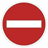 Schild 50mm Durchmesser - DIN EN ISO 7010 - DIN 4844 - ASR A1.3 - Verbotszeichen 5cm für Innen und Aussen - PVC Aufkleber - selbstklebend (1, Durchgang verboten)
