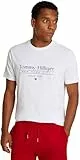 Tommy Hilfiger Herren T-Shirt Kurzarm Center Stack Tee mit Rundhalsausschnitt, Weiß (White), L