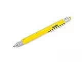 TROIKA CONSTRUCTION Multitasking-Kugelschreiber - PIP20/YE - gelb - Zentimeter- und Zoll-Lineal - 1:20 m und 1:50 m Skala, - Wasserwaage - Schlitz- und Kreuzschraubendreher - Stylus