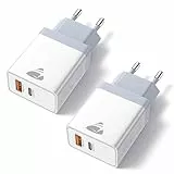 USB C Ladegerät, 2er Pack 2 Ports Mehrfach Ladegerät mit USB-C und USB-A, 20W Schnellladegerät PD 3.0 Power Adapter USBC Netzteil für iPhone 16 15 14 Pro Max 13 12 11,Samsung Handys Stecker Chargers