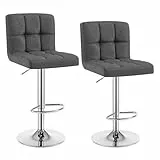 WOLTU Barhocker 2er Set Barstühle Dunkelgrau, Höhenverstellbar, Drehstühle, Küchenstühle mit Rückenlehne und Fußstütze, Robuster Metallrahmen, gemütliche feines Leinen weiche Sitzfläche