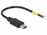 Delock Kabel USB 2.0 Mini-B Stecker  2 x offene Kabelenden Strom 10 cm Raspberry Pi, Schwarz