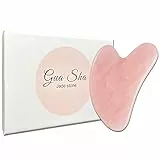 KUNSTIFY Premium Rosenquarz Gua Sha Naturstein – Herzform Massagestein - Gesichtsstein für Anti Aging