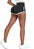 STARBILD Damen Push Up Kurze Leggings Sport, Strecth Shorts Booty Scrunch, High Waist Hotpants für Gym Fitness Yoga Spiaggia, P3940-Schwarz M