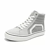 HEVA Damen Klassische Segeltuchschuhe Bequeme Turnschuhe Herren Schnürschuh Trainer Freizeitschuhe(6UK 39EU,hoch Grau)