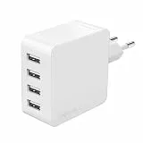 LogiLink PA0336W - USB Lade- /Steckdosenadapter, 4X USB-A, 24 W, mit 5-Fach Geräteschutz