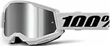 100% Strata 2 Youth MX Offroad Brille weiß mit silbernen verspiegelten Gläsern