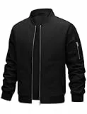 heekpek Jacke Herren Bomberjacke Herrenjacken Übergangsjacke Leichte Freizeitjacke Leichte Windjacke Jacke mit Reißverschlusstaschen,Schwarz,M