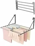 Innotic Wäscheständer Wandmontage Klappbar, Wasserdicht Wäschetrockner Wand Outdoor mit 8 Stangen groß Raum, Platzsparend Wäscheständer für außen Bad Balkon Waschraum