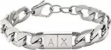 Armani Exchange Armband Für Männer, Länge: 190mm+35mm, Breite: 18mm, Höhe: 11.5mm Silbernes Edelstahlarmband, AXG0077040
