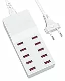 USB Ladegerät Mehrfach, Binamao 50W USB Ladegerät 10-Port Multi USB Netzteil, USB-A USB Ladestation Mehrere Geräte,USB Charger Station für iPhone 15/14/13/12 Pro Max iPad Samsung Galaxy S23/S22 Huawei