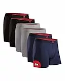 DANISH ENDURANCE 6er Pack Bambus Boxershorts Herren, Unterhosen Herren mit oder ohne Eingriff, Mehrfarbig (2X Schwarz, 2X Grau, 2X Marineblau) XL