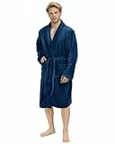 NY Threads Bademantel Herren Flauschig Fleece Kuschelig weich Schalkragen Morgenmantel fur männer, X-Groß, Marine