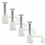 JBSTK 100 Stück Kabelschelle 8mm eckig - weiß - 100stk.Kabelklemmen Kabelclips Kabelhalter für Flachkabel Cat7