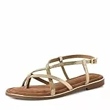 MARCO TOZZI Damen Zehentrenner aus Leder Elegant, Gold (Gold Comb), 39 EU