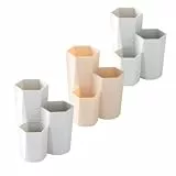 Supvox Weißer Make Up Pinselhalter aus Kunststoff mit Sechs Fächern Stilvoller Organizer für Büro und Zuhause zur Aufbewahrung von Kosmetik und Bürsten
