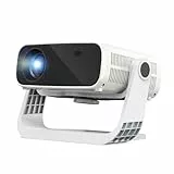 ZDK 2025 Neuer Smart Beamer mit integrierten Apps, Full HD 1080P, Trapezkorrektur 4K, 680 ANSI WiFi 6 und Bluetooth, Outdoor-Beamer, Heimkino Mini Projektor für Videos für iOS/Android,Cremefarben