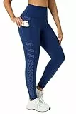Enjoyoga Sport Leggings Damen mit Tasche - High Waist Sporthose Push Up Laufhose Blickdicht Sportleggins Lang für Sport Gym Yoga - L/0505 X -Blau Leopard
