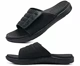 ONCAI Herren Sandalen Verstellbare Riemen Orthotische Plantar Fasciitis Offene Zehe Sports Slides Badesandalen mit Weichem Bequemem Arch Support Fußbett Schwarz Größe 44