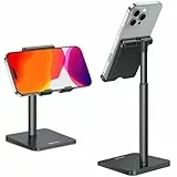 OMOTON Handy Halter, Handy Ständer Höhenverstellbar, Handy Halterung kompatibel mit iPhone und alle Smartphones(3.5-7 Zoll) für Selfie, Live-Streaming oder Filmen, Schwarz