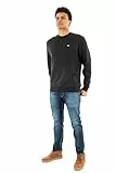 Tommy Jeans Herren Sweatshirt Regular Fit Flag Fleece Rundhalsausschnitt, Schwarz (Black), XXL