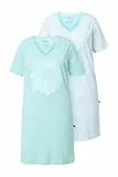 Ulla Popken Women's 2pcs Bigshirts, Morning Rise Nachthemden, Helles Mintgrün, 46/48 (2er Pack)