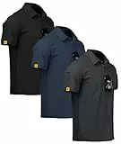 ZITY 3er Pack Poloshirt Herren Kurzarm Schnelltrocknend Atmungsaktives Tshirt Männer Sommer Polohemd Casual Sport Shirt Regular Fit Golf Poloshirts(3XL Schwarz Dunkelblau Dunkelgrau)