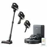 eufy Saugroboter 3-in-1 E20, Kombi-Design Stabstaubsauger, Auto-Entleerung aller Geräte, Max. 30.000Pa, 5-Stufen-Filter, Schnelladung, Präzise Hinderniserkennung, Ideal für Teppiche, Spalten & Treppen