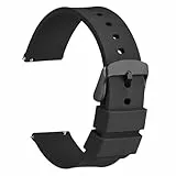 WOCCI 22mm Silikon Gummi Uhrenarmband mit Schwarzer Schnalle, Schnellverschluss Armband für Damen und Herren (Schwarz)