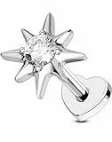 OUFER Body Piercing Lip Studs Labret Bars Titanium 6/8mm Silver Gold Helix Tragus Stud Piercing Jewellery Internally Threaded Flat Back Earring Women Men