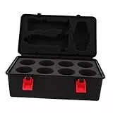 TOYANDONA Tragbare Aufbewahrungsbox mit Griff und Schutzfächern, schwarzer Kunststoff-Organizer für Kreisel und Launcher, reisefreundliche Aufbewahrung