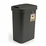 Hausfelder Mülleimer 10l mit Deckel in schwarz, Schwingdeckel Abfalleimer mit 10 Liter, kleiner Eimer für Bad, Küche und Büro, Kosmetikeimer, Biomülleimer