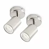 da LIGHT LED Deckenlampe 1-flammig, Dreh und Schwenkbar Deckenstrahler Spotleuchte Wandspot, GU10 (ohne Leuchenmittel) Deckenleuchte 230V Nickel Satiniert für Wohnzimmer Schlafzimmer Küchen (2 Stück)