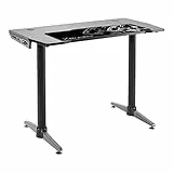 X-Rocker Panther Gaming Tisch 100 x 60 cm PC Computertisch Computertisch PC Gaming Tisch Carbonfaser Gamer Schreibtisch fürs Home Office mit Getränkehalter & Kopfhörerhaken, GRATIS Mauspad - SCHWARZ