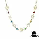 VASSAGO 7 Chakra Halskette für Damen Edelstahl Yoga zierlich langer Anhänger Lariat Y förmig Heilschmuck Geschenk für Meditation Yoga (Gold 5)