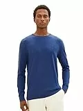 TOM TAILOR Herren 1027661 Basic Crewneck Strickpullover, 32618-hockey Blue Dark Melange, XL