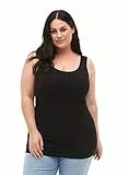 Zizzi Damen Große Größen Top Baumwolle Einfarbig Basic Gr. 50-52 Black