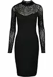 Urban Classics Ladies Flock Lace Turtle Neck Dress Black S
