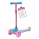 HUDORA Scooter Flitzkids 2.0 I Stabiler Kinderscooter mit großer Trittfläche I Höhenverstellbarer & transportierbarer Mini-Dreirad-Roller für bis zu 50kg I Dreiradscooter aus Aluminium für Kinder