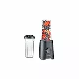 Severin Mixer & Smoothie Maker, Mix & Go, 2 Trinkbehälter á 600ml, spülmaschinengeeignet, Standmixer mit Trinkverschluss, 2 Leistungsstufen, Edelstahl-Messer, Auto-Cleaning, 320 W, schwarz, SM 3743