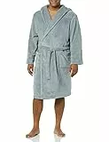 Amazon Essentials Herren Mittellanger Bademantel Plüsch, Grau, M-L